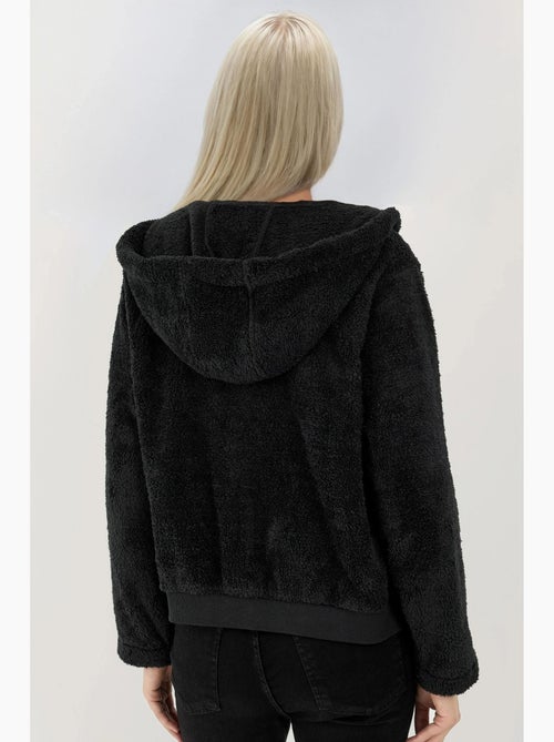 Casaco de fleece texturizado com capuz e fecho de correr integral hiccup - Kiabi