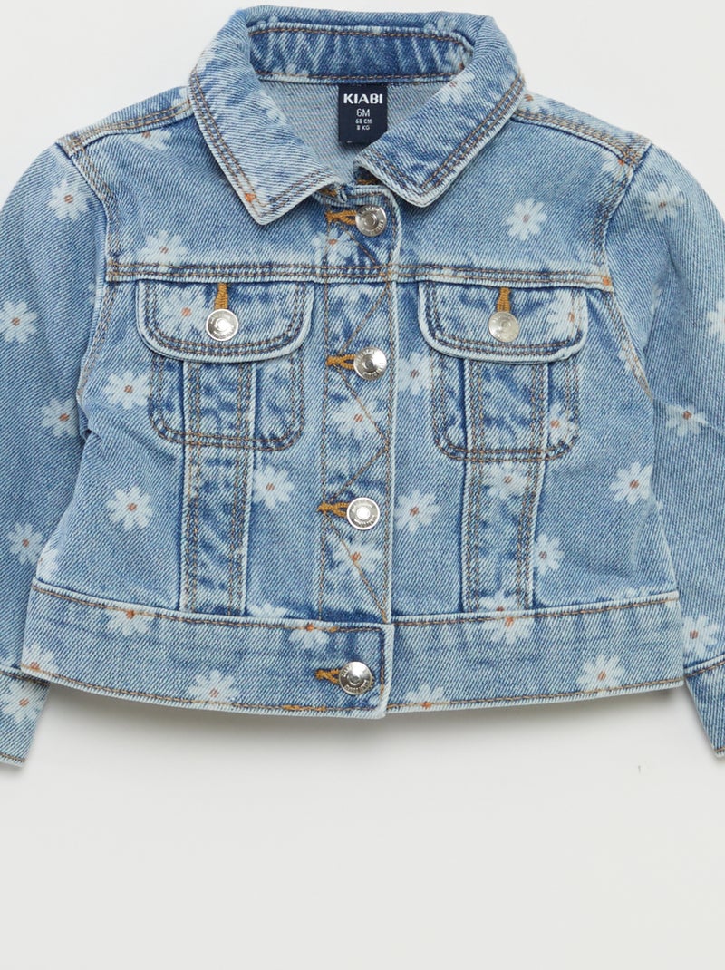 Casaco de ganga com abertura com molas de pressão AZUL - Kiabi