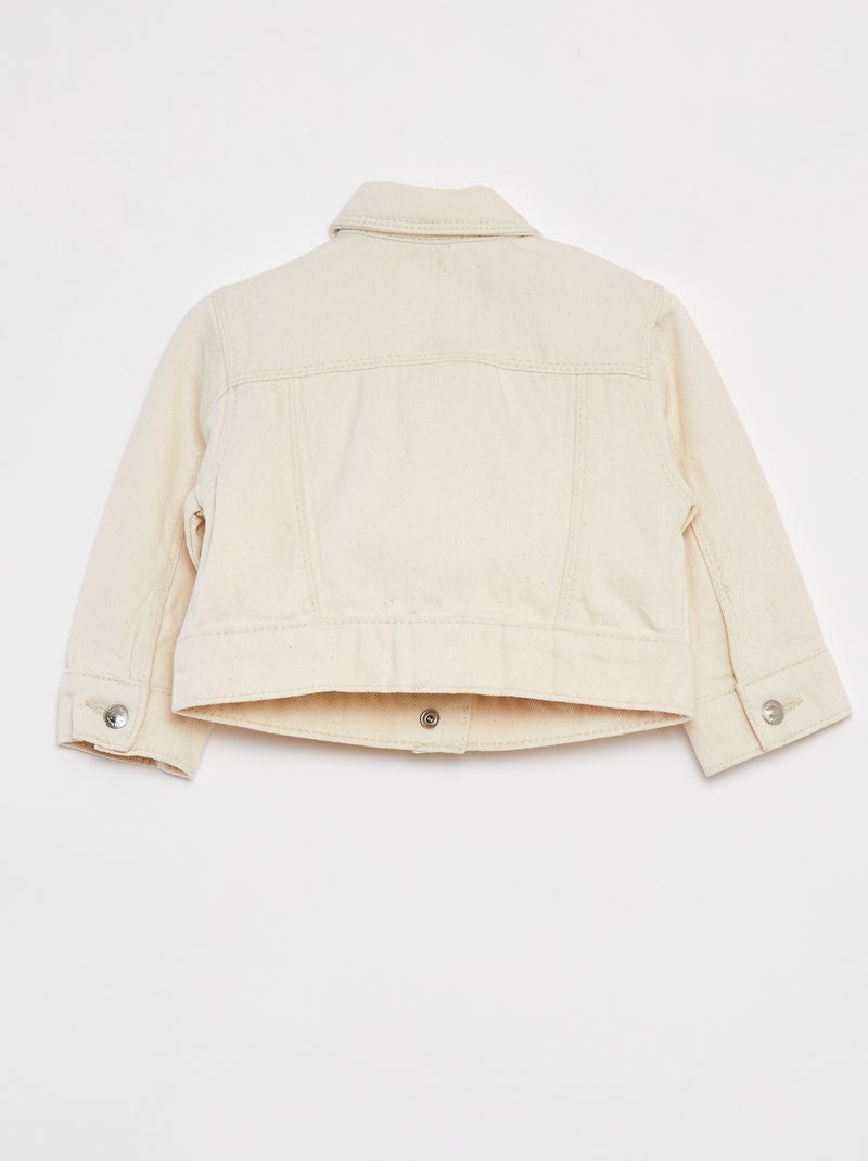 Casaco de ganga com abertura com molas de pressão BEGE - Kiabi