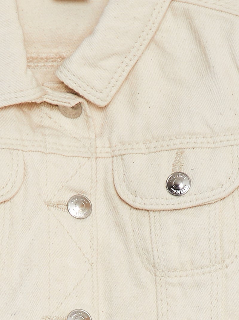 Casaco de ganga com abertura com molas de pressão BEGE - Kiabi