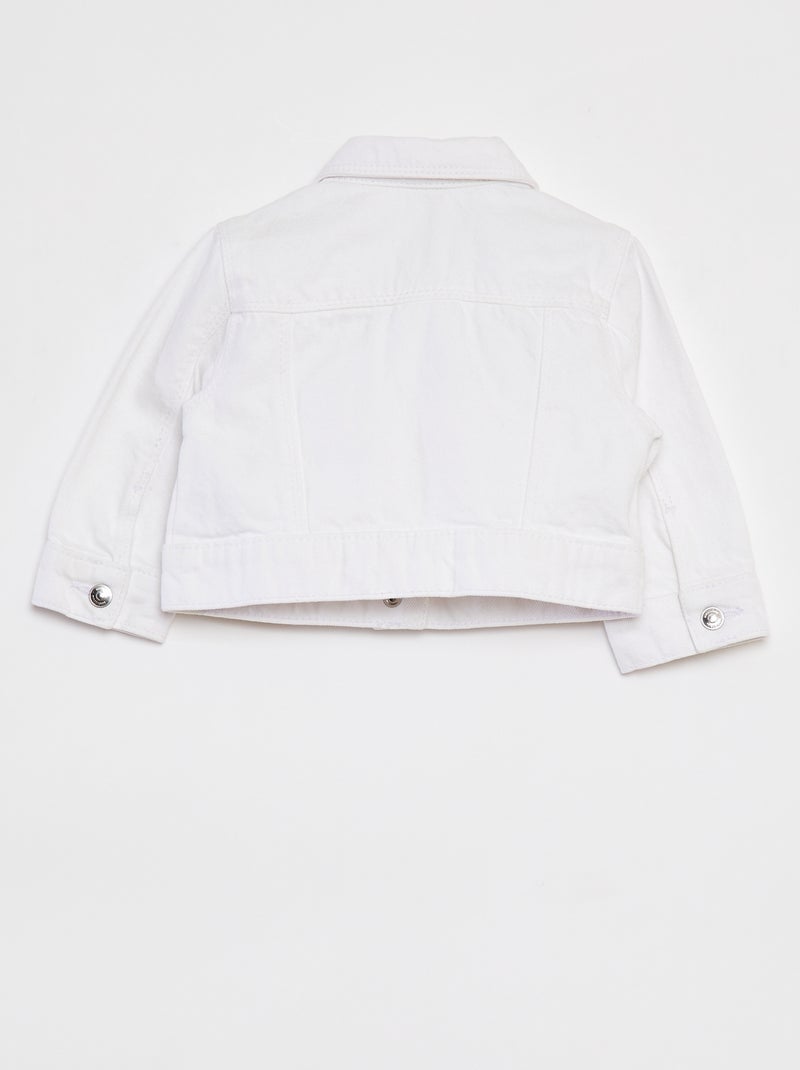 Casaco de ganga com abertura com molas de pressão Branco - Kiabi