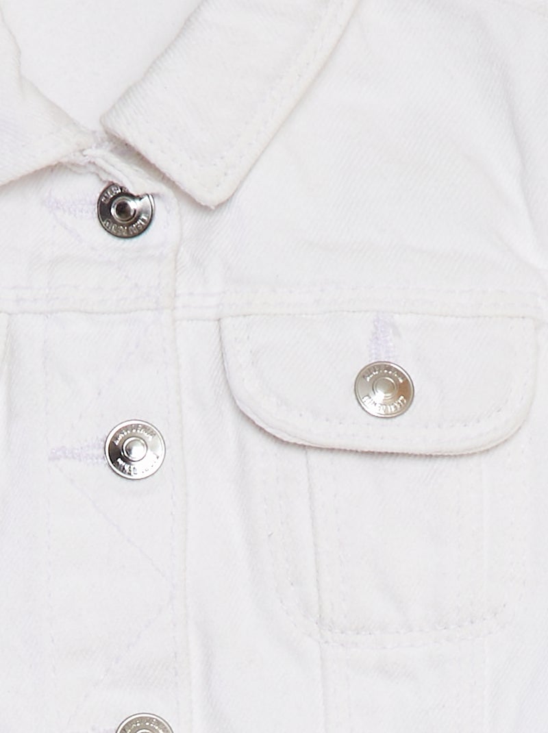 Casaco de ganga com abertura com molas de pressão Branco - Kiabi