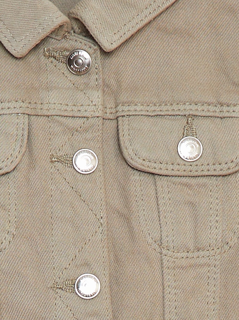 Casaco de ganga com abertura com molas de pressão VERDE - Kiabi