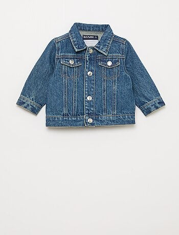 Casaco de ganga com abertura de botões de pressão