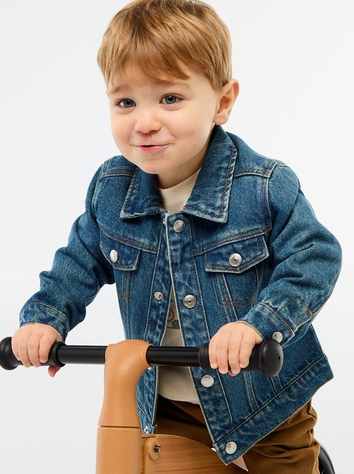 Casaco de ganga com abertura de botões de pressão - Kiabi