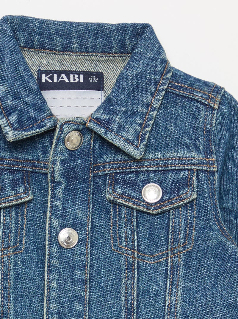 Casaco de ganga com abertura de botões de pressão Azul - Kiabi
