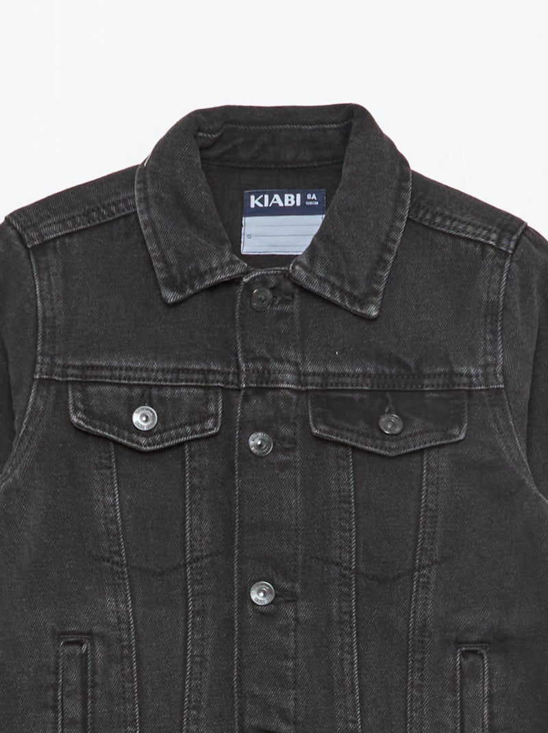 Casaco de ganga com abertura de botões Preto - Kiabi