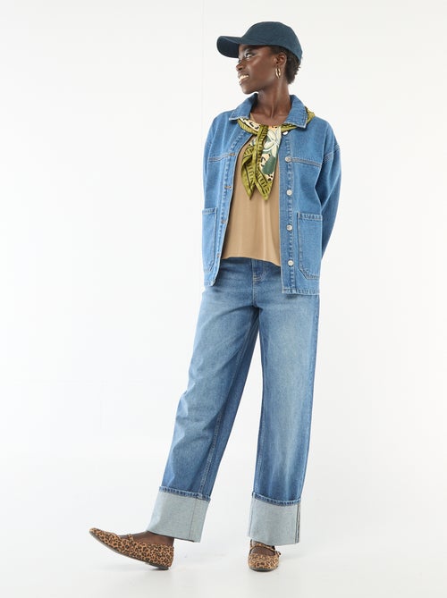 Casaco de ganga com bolsos aplicados - Kiabi