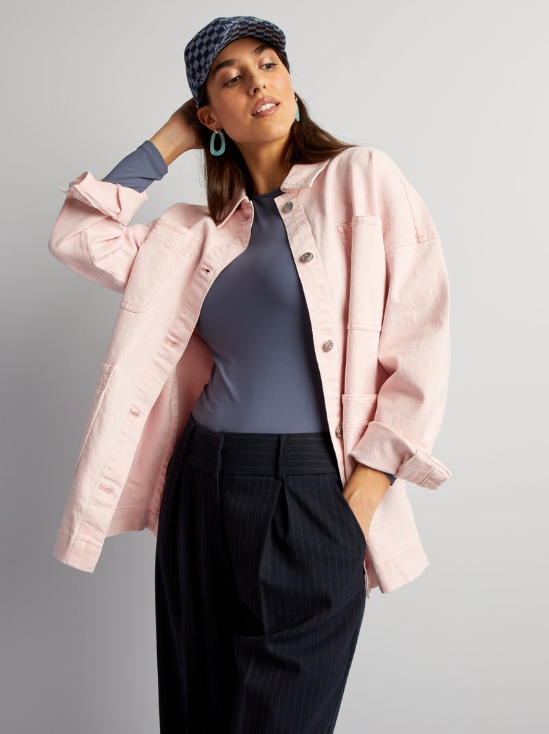 Casaco de ganga com bolsos ROSA - Kiabi