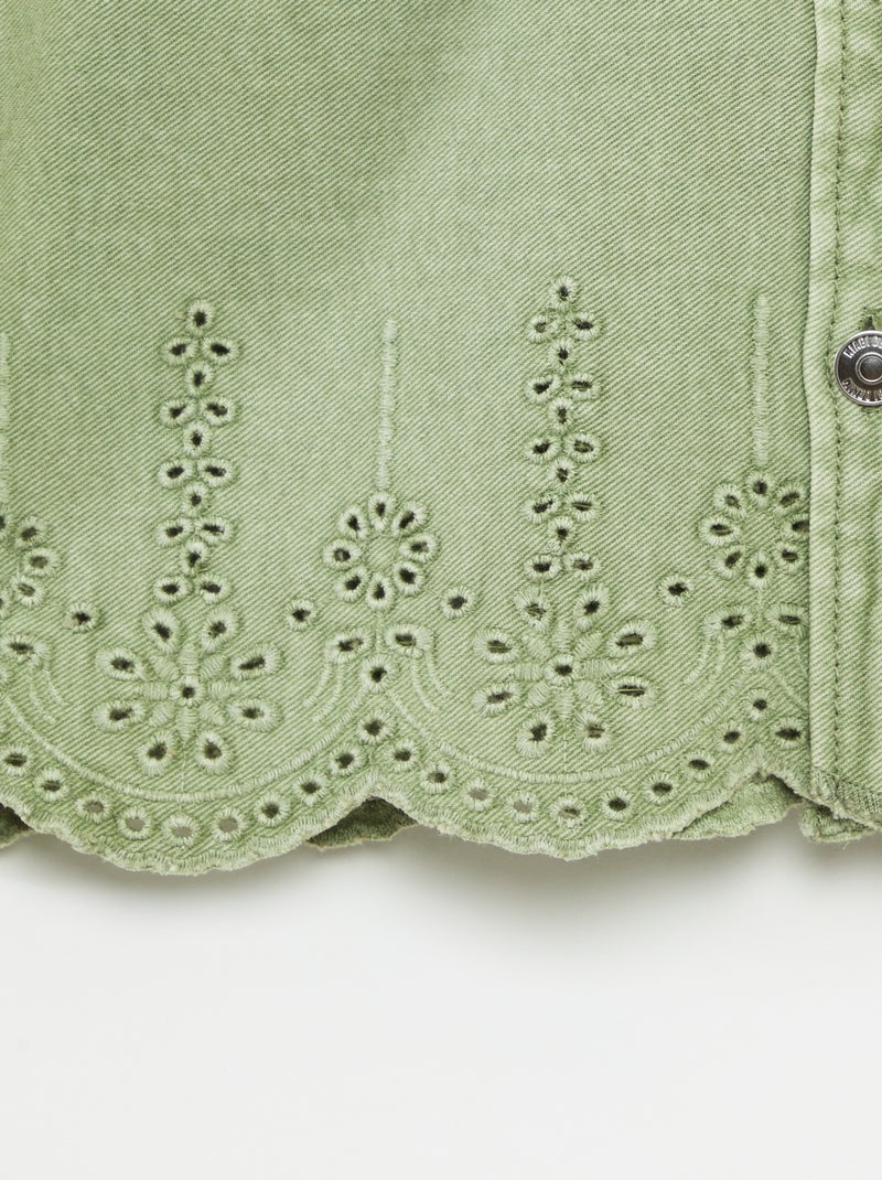 Casaco de ganga com bordado inglês CAQUI - Kiabi