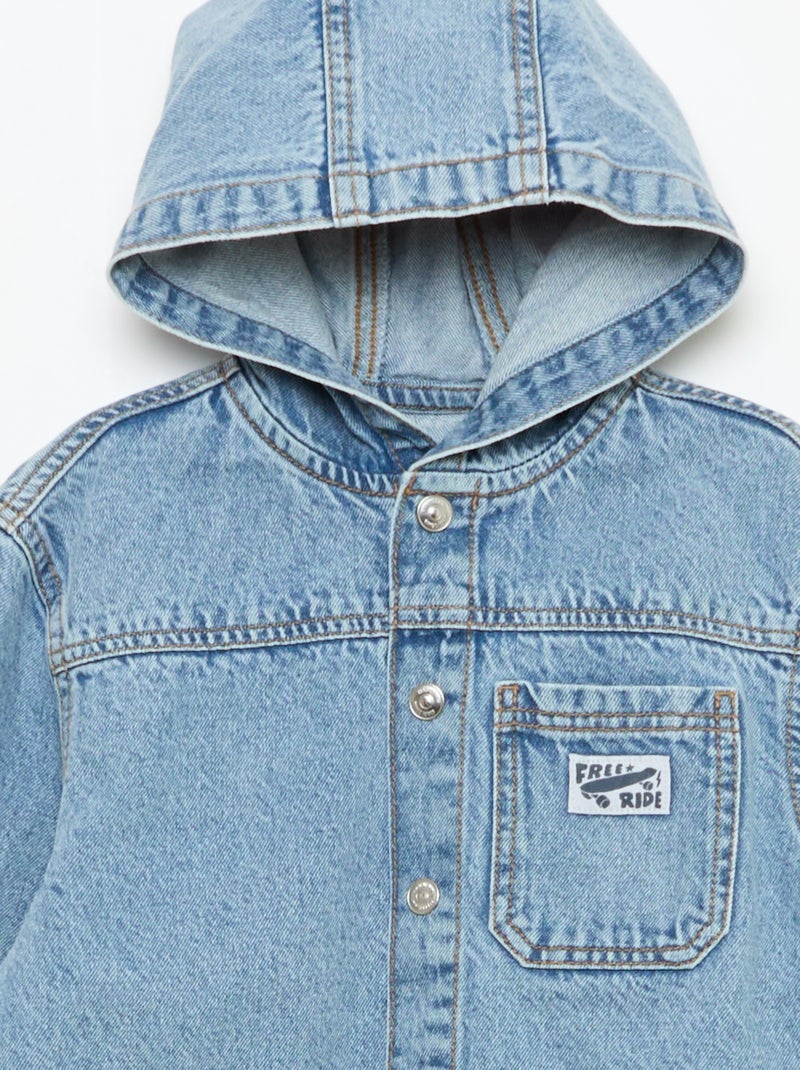 Casaco de ganga com capuz Azul - Kiabi