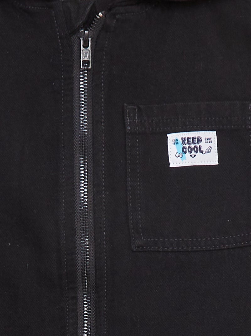 Casaco de ganga com gola com capuz CINZA - Kiabi