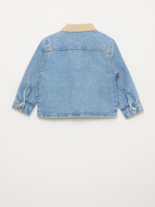 Casaco de ganga com gola de pontas soltas contrastantes - Kiabi