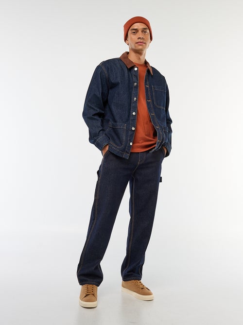 Casaco de ganga com gola em veludo cotelê - Kiabi