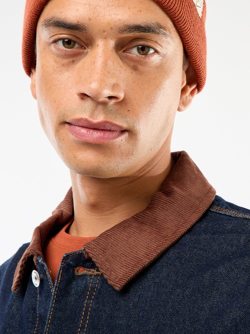 Casaco de ganga com gola em veludo cotelê - Kiabi