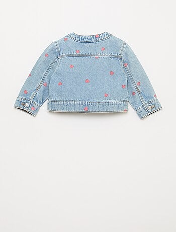 Casaco de ganga com gola redonda