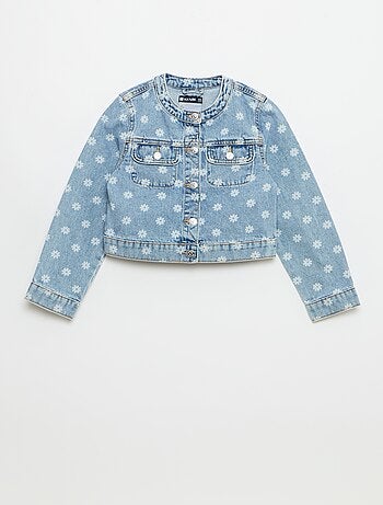 Casaco de ganga com gola redonda