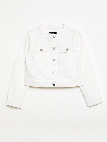 Casaco de ganga com gola redonda