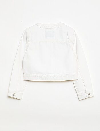 Casaco de ganga com gola redonda