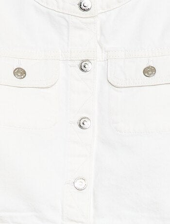 Casaco de ganga com gola redonda