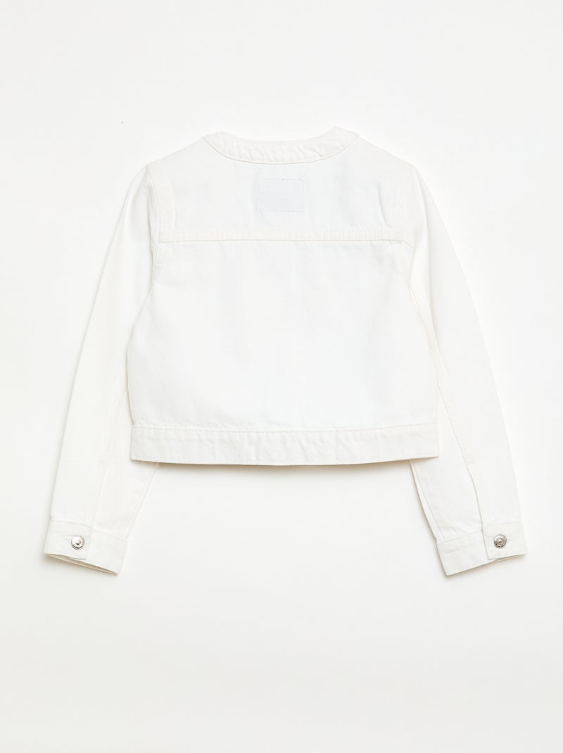 Casaco de ganga com gola redonda Branco - Kiabi