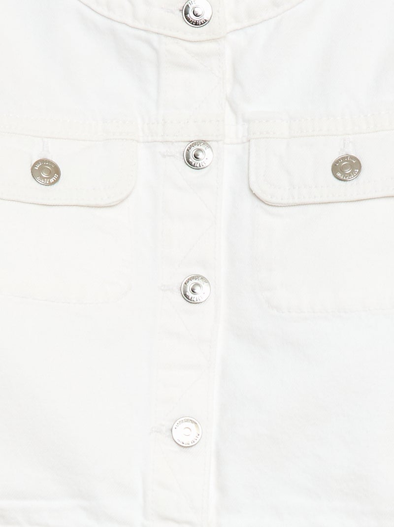 Casaco de ganga com gola redonda Branco - Kiabi