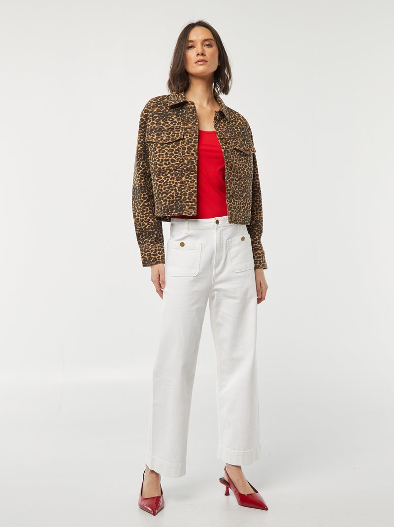 Casaco de ganga com motivo leopardo BEGE - Kiabi