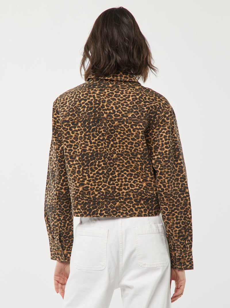 Casaco de ganga com motivo leopardo BEGE - Kiabi