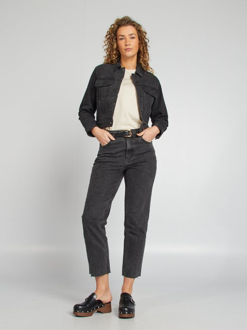 Casaco de ganga de manga comprida com bolsos frontais com abas - Kiabi