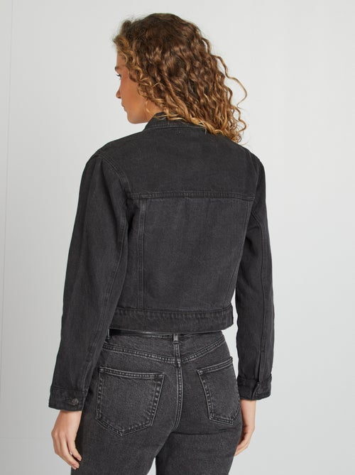 Casaco de ganga de manga comprida com bolsos frontais com abas - Kiabi