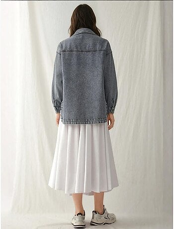 Casaco de ganga oversized com colarinho de camisa e bolsos bdart