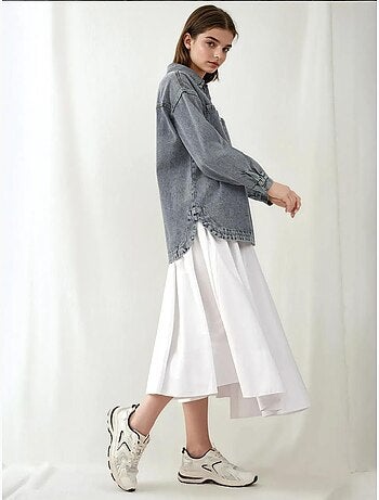 Casaco de ganga oversized com colarinho de camisa e bolsos bdart