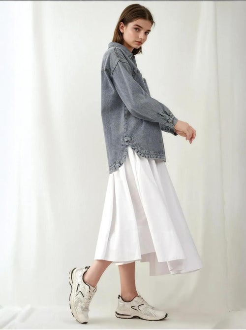 Casaco de ganga oversized com colarinho de camisa e bolsos bdart - Kiabi Casaco de ganga oversized com colarinho de camisa e bolsos bdart - Kiabi