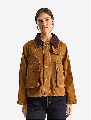 Casaco de ganga oversized com fecho de botões e bolsos lucci