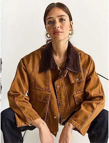 Casaco de ganga oversized com fecho de botões e bolsos lucci