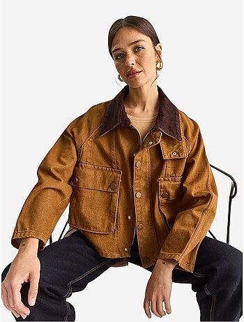 Casaco de ganga oversized com fecho de botões e bolsos lucci
