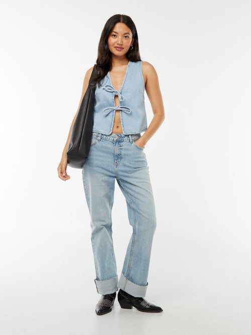 Casaco de ganga sem mangas com abertura para atar - Kiabi