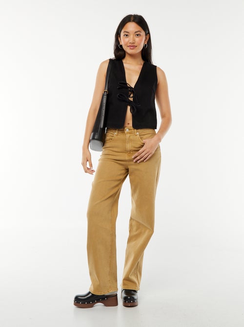 Casaco de ganga sem mangas com abertura para atar - Kiabi