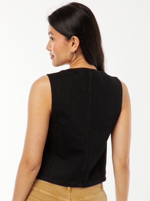 Casaco de ganga sem mangas com abertura para atar - Kiabi