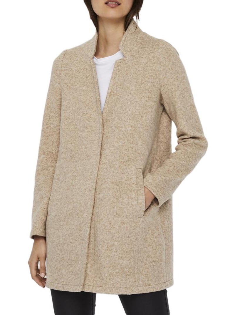 Casaco de Lã Bege Vero Moda Brushedkatrine para Mulher Bege - Kiabi