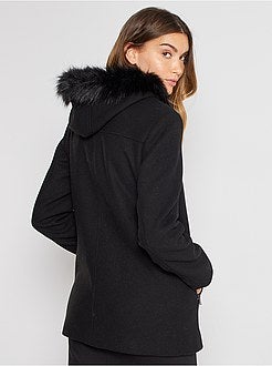 Casaco de lã com capuz - Kiabi