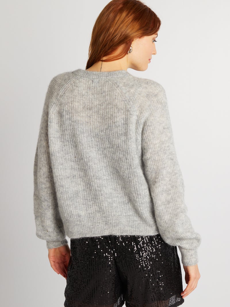 Casaco de lã e mohair misturado CINZA - Kiabi