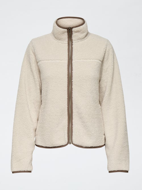 Casaco de lã encaracolada 'JDY' com debrum - Kiabi