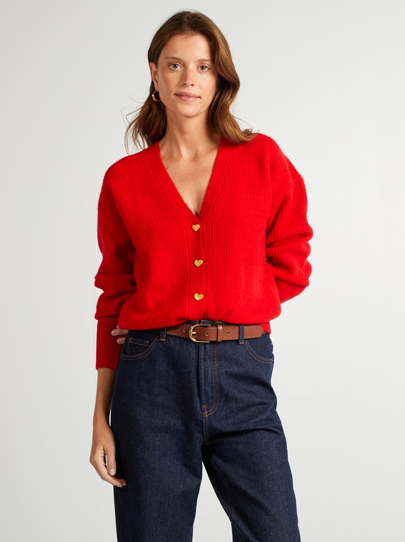 Casaco de lã misturada  - Dia dos Namorados Vermelho - Kiabi
