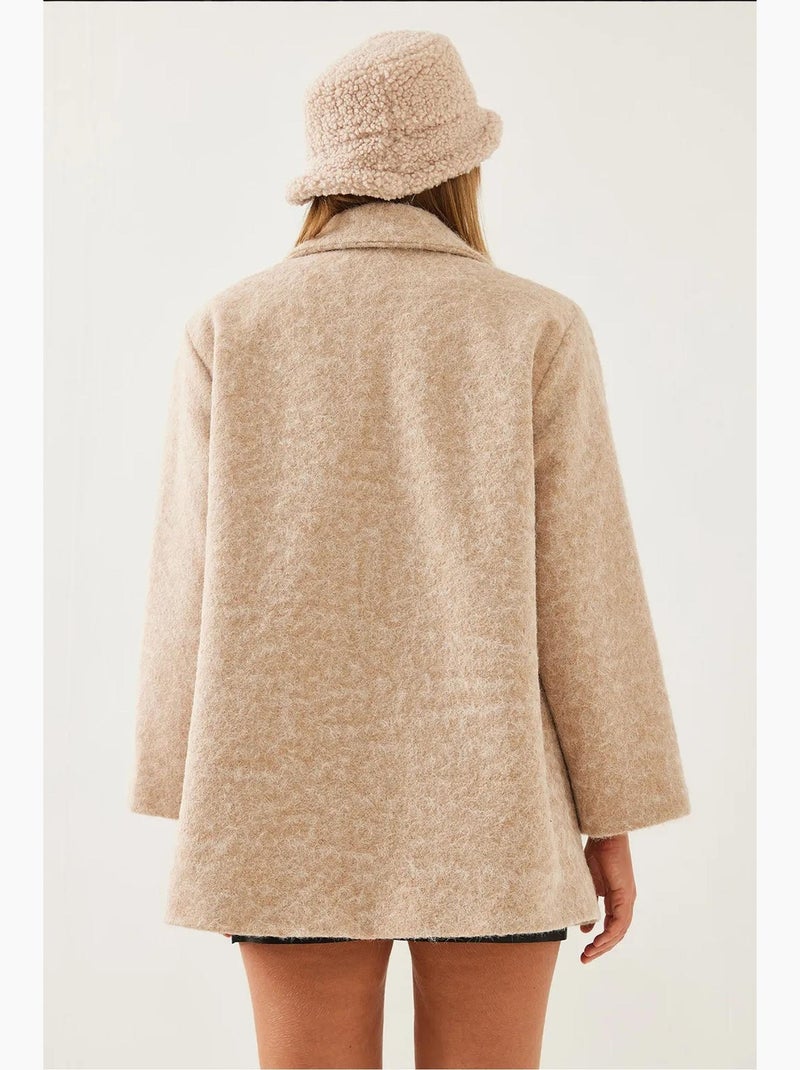 Casaco de lã oversized lucci Bege-argila - Kiabi