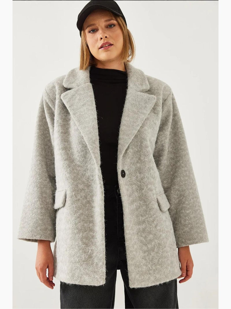 Casaco de lã oversized lucci Cinza - Kiabi