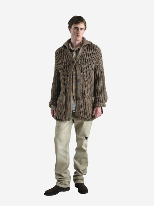 Casaco de malha canelada oversized com gola alta e bolsos giesto - Kiabi Casaco de malha canelada oversized com gola alta e bolsos giesto - Kiabi