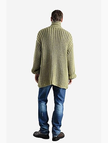 Casaco de malha canelada oversized com meia gola alta giesto