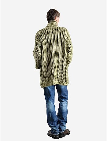 Casaco de malha canelada oversized com meia gola alta giesto