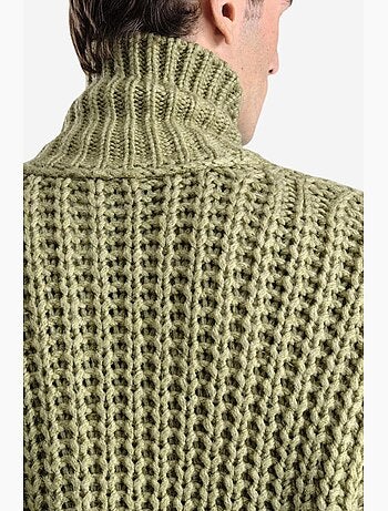 Casaco de malha canelada oversized com meia gola alta giesto